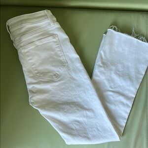 White Frayed Hem Jeans by Aqua